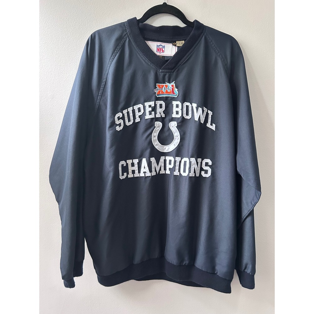 Vintage NFL Indianapolis Colts Super Bowl XLI Champions Windbreaker Pullover lg